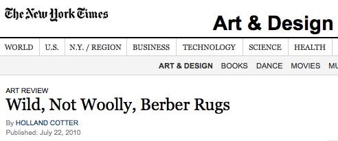 New YorkTimes review of the boucherouite exhibition at Cavin Morris Gallerysummer 2010 by Holland Cotter 