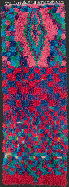 bs155, Moroccan vintage boucherouite rag rug, 265 x 95 cm /8' 8'' x 3' 2''