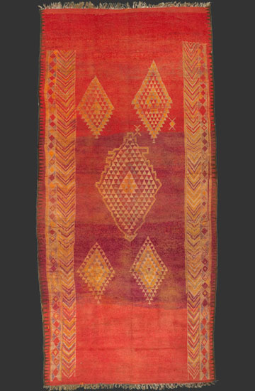 Ahmar pile rug, Haouz plains, Morocco, 1970s, 330 x 155 cm (10' 10'' x 5' 2''), ex. collection Frank Hall