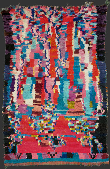 boucherouite rag rug (made from fine industrial yarns), Morocco, late 20th century, 185 x 125 cm (6' 2'' x 4' 2'')