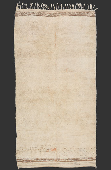 TM 2317, minimal Beni Ouarain pile rug, north-eastern Middle Atlas, Morocco, 1980s/90s, 355 x 185 cm (11' 8'' x 6' 2') ...more