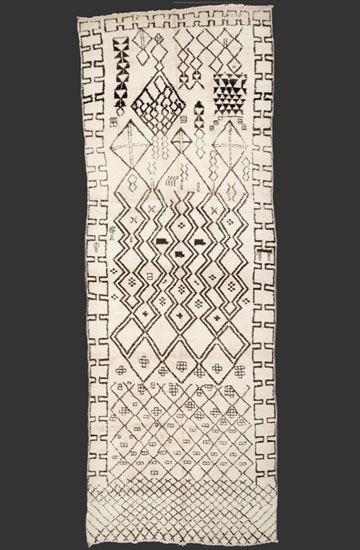 TM 1313, monumental Ait Seghrouchene or Beni Ouarain pile rug, north-eastern Middle Atlas, Morocco, 1920s/30s, 530 x 195 cm (17' 4'' x 6' 6'') ...more