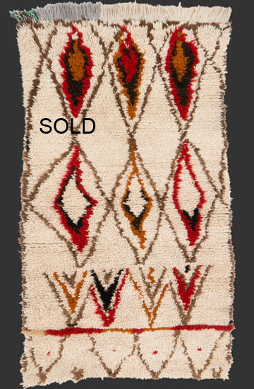 TM 2309, small size pile rug of unclear origin, probably from the more eastern part of the High Atlas, Morocco, 2000s, ca. 170 x 100 cm (5' 8'' x 3' 4'') ...more