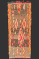 TM 2305, pile rug from the region west of the city of Boujad with unusual beige background colour + a drawing in vibrant pink + softly faded orange hues, central plains, Morocco, 1990s, 250 x 105 cm (8' 4'' x 3' 6''), high resolution image + price on request




