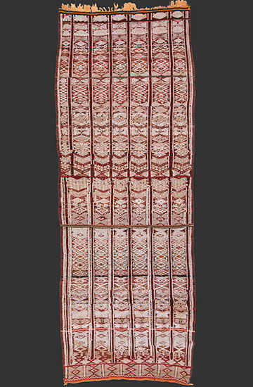 TM 2258, vintage kilim with complex + finely drawn decoration in weft substitution technique, central or eastern Middle Atlas, Morocco, 1970s, 345 x 130 cm (11' 4'' x 4' 4'') ...more